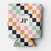 Rafraîchisseur Pour Canette Monogramme Retro Checkerboard personnalisé Monogra (Devant)