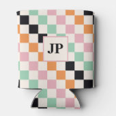 Rafraîchisseur Pour Canette Monogramme Retro Checkerboard personnalisé Monogra (Dos)