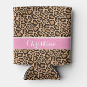 Rafraîchisseur Pour Canette Monogramme rose et Empreinte de léopard personnali (Devant)