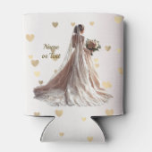 Rafraîchisseur Pour Canette Monogramme Rose Mariée Mariée Coeurs d'or (Dos)