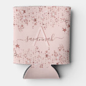 Rafraîchisseur Pour Canette Monogramme rose or blush stars fête (Devant)