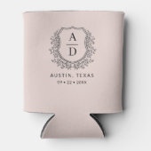 Rafraîchisseur Pour Canette Monogramme rose pâle Crest Mariage Élégant (Devant)