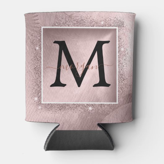 Rafraîchisseur Pour Canette Monogramme rose Parties scintillant or (Devant)