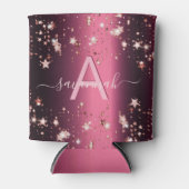 Rafraîchisseur Pour Canette Monogramme rose rose étoiles rose or nom (Devant)