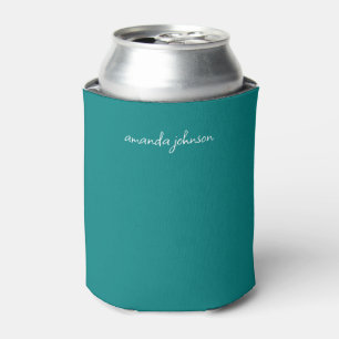 Rafraîchisseur Pour Canette Monogramme simple Turquoise bleu cursif