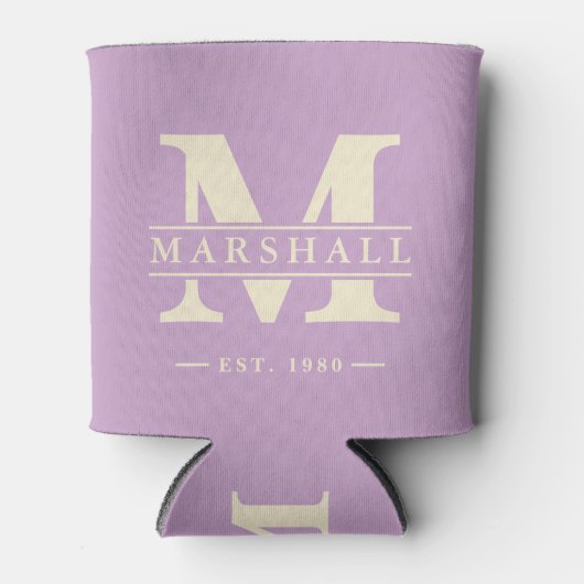 Rafraîchisseur Pour Canette Monogramme & Superposition de nom Milieu de siècle (Devant)