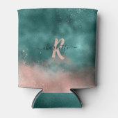 Rafraîchisseur Pour Canette Monogramme Turquoise et doux Pink Ombre Foil (Devant)
