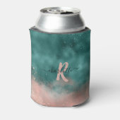 Rafraîchisseur Pour Canette Monogramme Turquoise et doux Pink Ombre Foil (Can Dos)