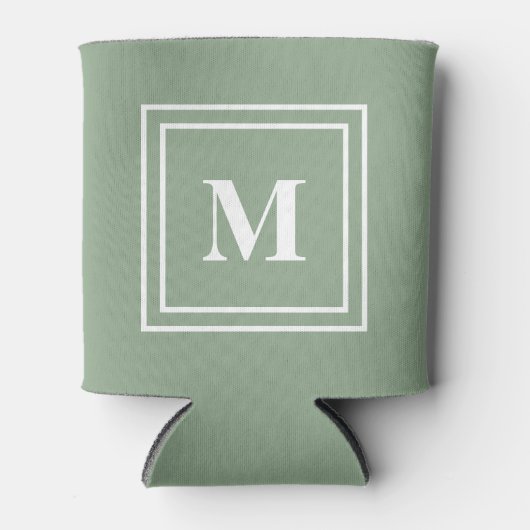 Rafraîchisseur Pour Canette Monogramme vert Sage moderne (Devant)
