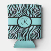 Rafraîchisseur Pour Canette Monogramme Zebra imprimé noir et Turquoise Turquoi (Dos)