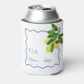 Rafraîchisseur Pour Canette Monogrammes Citron, Mariage à la bordure Vague Ble (Can Dos)