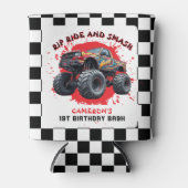 Rafraîchisseur Pour Canette Monster Truck Smash À damiers Drapeau 1er annivers (Devant)