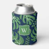 Rafraîchisseur Pour Canette Monstera amusant Feuilles Monogramme (Can devant)