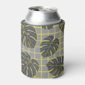 Rafraîchisseur Pour Canette Monstera Feuilles : Jaune-Gris moderne Abstrait (Can devant)