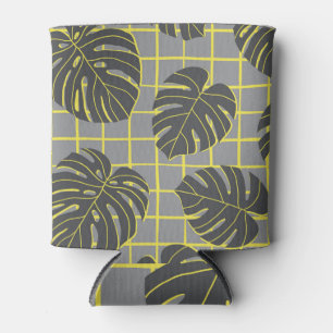 Rafraîchisseur Pour Canette Monstera Feuilles : Jaune-Gris moderne Abstrait