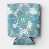 Rafraîchisseur Pour Canette Monstera Hawaii rétro Leaf Summer Blues (Devant)