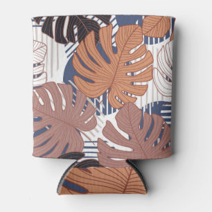 Rafraîchisseur Pour Canette Monstère exotique feuille, vintage tropicale.