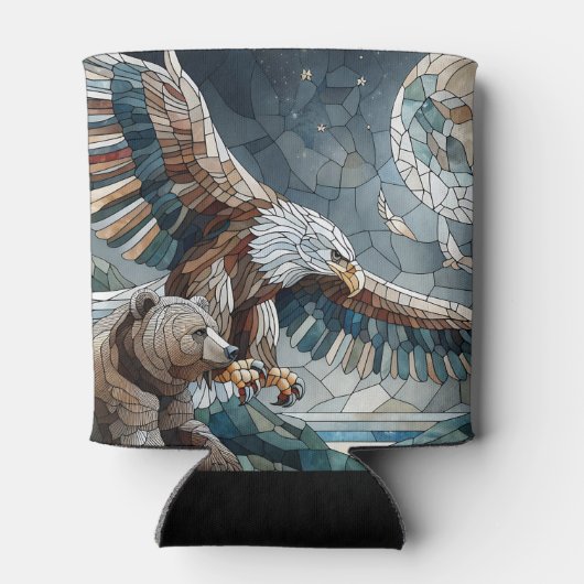 Rafraîchisseur Pour Canette Mosaic Ai Art | Ours Brown et Pleine lune d'aigle (Dos)