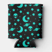 Rafraîchisseur Pour Canette Motif Alien turquoise avec étoiles et lunes (Devant)