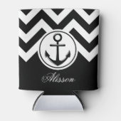 Rafraîchisseur Pour Canette Motif Ancre noir et blanc (Devant)