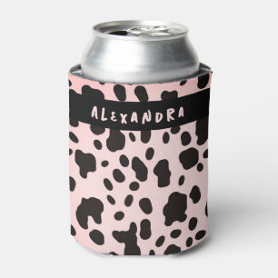 Rafraîchisseur Pour Canette Motif Animal Vache Rose Noir Moderne Tendance Nom