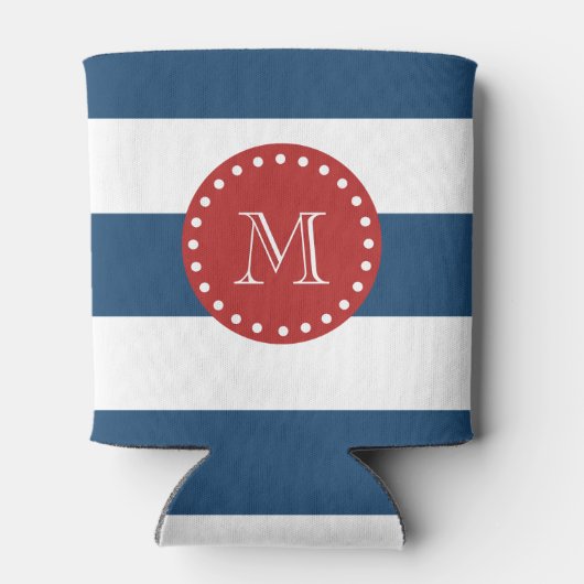 Rafraîchisseur Pour Canette Motif bleu bleu blanc, Monogramme rouge (Dos)