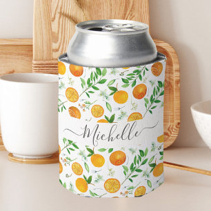 Rafraîchisseur Pour Canette Motif botanique floral d'été aux agrumes orange