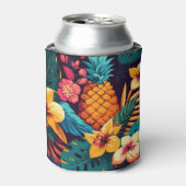 Rafraîchisseur Pour Canette Motif d'ananas à fleurs tropicales hawaïennes (Can devant)