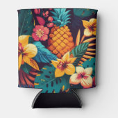 Rafraîchisseur Pour Canette Motif d'ananas à fleurs tropicales hawaïennes (Devant)