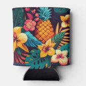 Rafraîchisseur Pour Canette Motif d'ananas à fleurs tropicales hawaïennes (Dos)