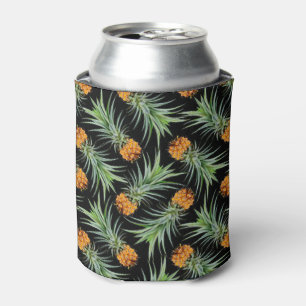 Rafraîchisseur Pour Canette Motif d'ananas tropical sur noir