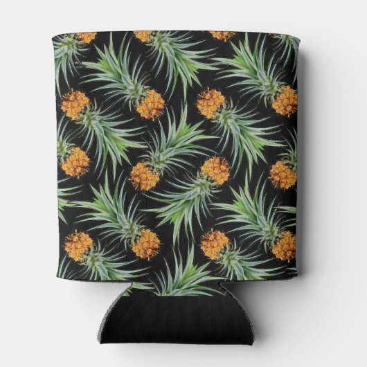 Rafraîchisseur Pour Canette Motif d'ananas tropical sur noir (Dos)