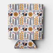 Rafraîchisseur Pour Canette Motif d'art populaire aux oiseaux d'automne (Devant)