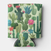 Rafraîchisseur Pour Canette Motif de cactus Turquoises verts en fleurs (Devant)