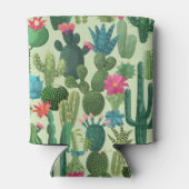 Rafraîchisseur Pour Canette Motif de cactus Turquoises verts en fleurs (Dos)