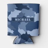 Rafraîchisseur Pour Canette Motif de camouflage bleu Nom du monogramme (Devant)
