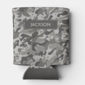 Rafraîchisseur Pour Canette Motif de camouflage gris tendance avec nom (Dos)
