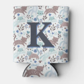 Rafraîchisseur Pour Canette Motif de chat Whimsical, Monogramme gris bleu (Devant)