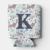 Rafraîchisseur Pour Canette Motif de chat Whimsical, Monogramme gris bleu (Dos)