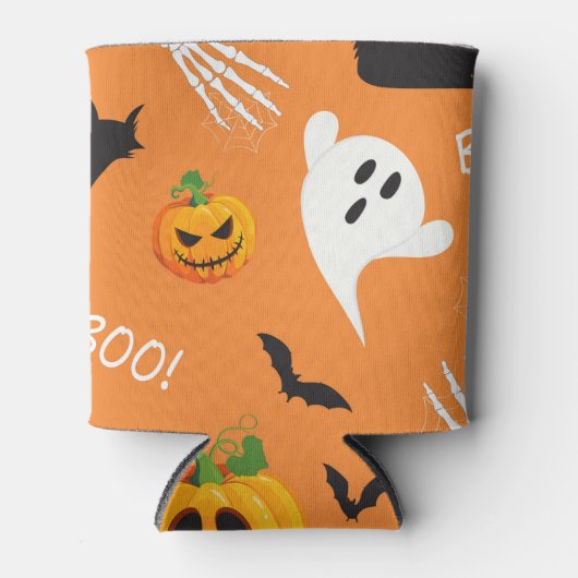 Rafraîchisseur Pour Canette Motif de Citrouille de chat Ghost Halloween (Devant)