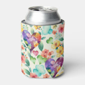 Rafraîchisseur Pour Canette Motif de cœurs floraux en fleurs aquarelle mignon (Can devant)