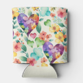 Rafraîchisseur Pour Canette Motif de cœurs floraux en fleurs aquarelle mignon (Dos)