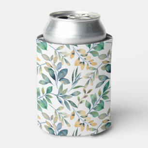 Rafraîchisseur Pour Canette Motif de feuille verte et jaune à l'aquarelle fraî