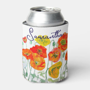 Rafraîchisseur Pour Canette Motif de fleur de pavot rouge orange Merci