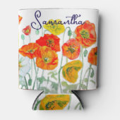 Rafraîchisseur Pour Canette Motif de fleur de pavot rouge orange Merci (Devant)