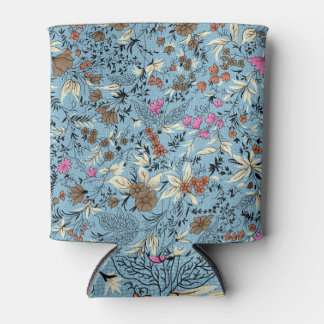 Rafraîchisseur Pour Canette motif de fleurs vintage, arrière - plan bleu.