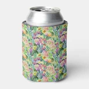 Rafraîchisseur Pour Canette Motif de floraison exotique de cactus d'aquarelle