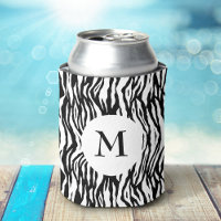 Motif de monogramme blanc noir gras imprimé zèbre