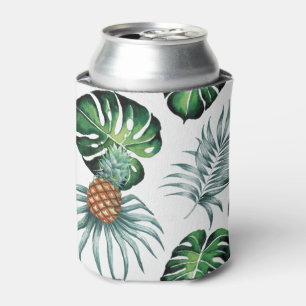 Rafraîchisseur Pour Canette Motif de palmier de jungle à l'aquarelle tropicale