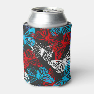 Rafraîchisseur Pour Canette Motif de papillon Patriotique Rouge Blanc et Bleu